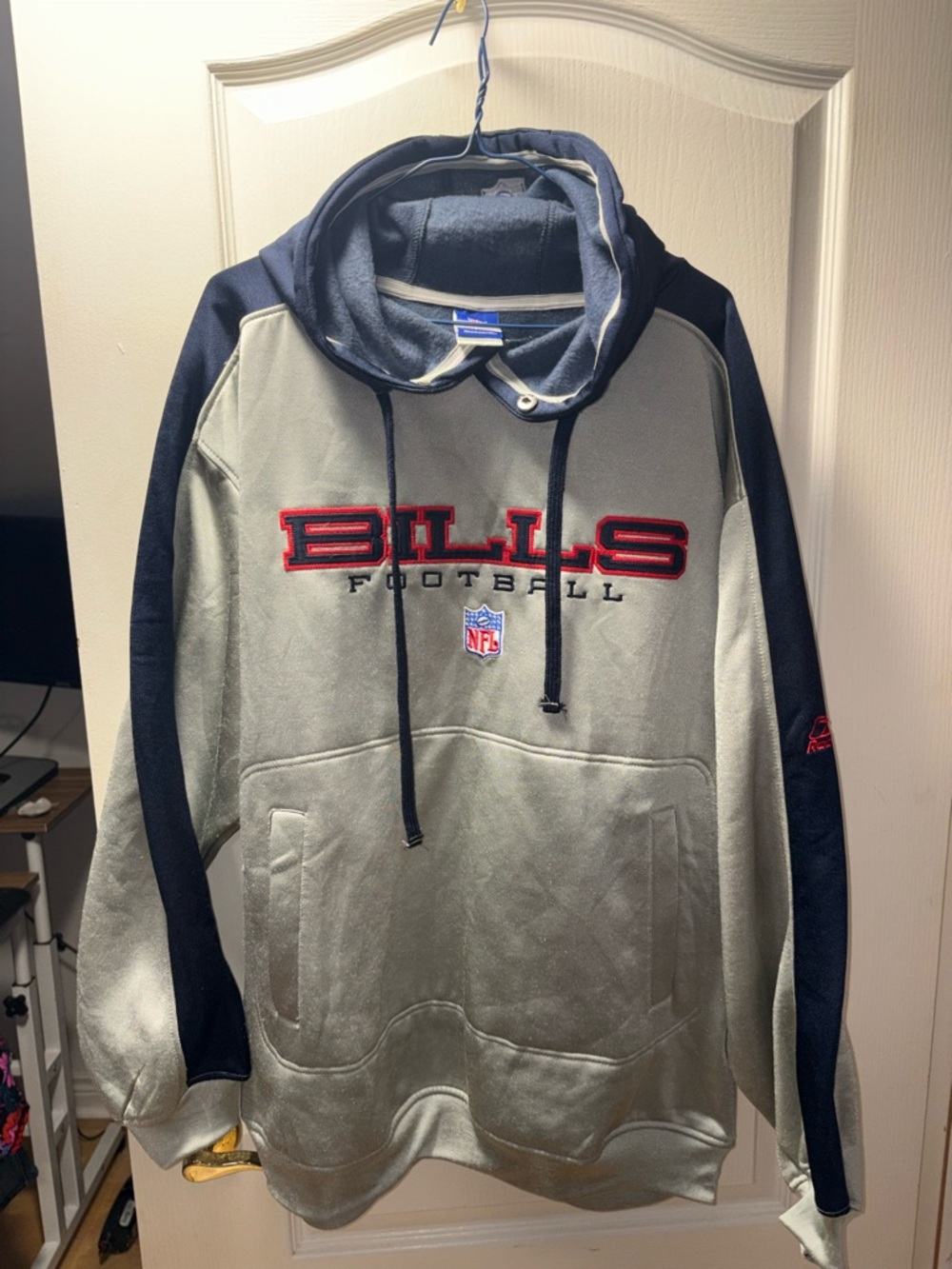 Reebok Bills Gray and Navy Crewneck Pullover